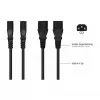 Kabelmeister Schuko-Stecker (90° gewinkelt) auf 2x IEC C13 Y-Stromverteilerkabel, 2m, Schwarz