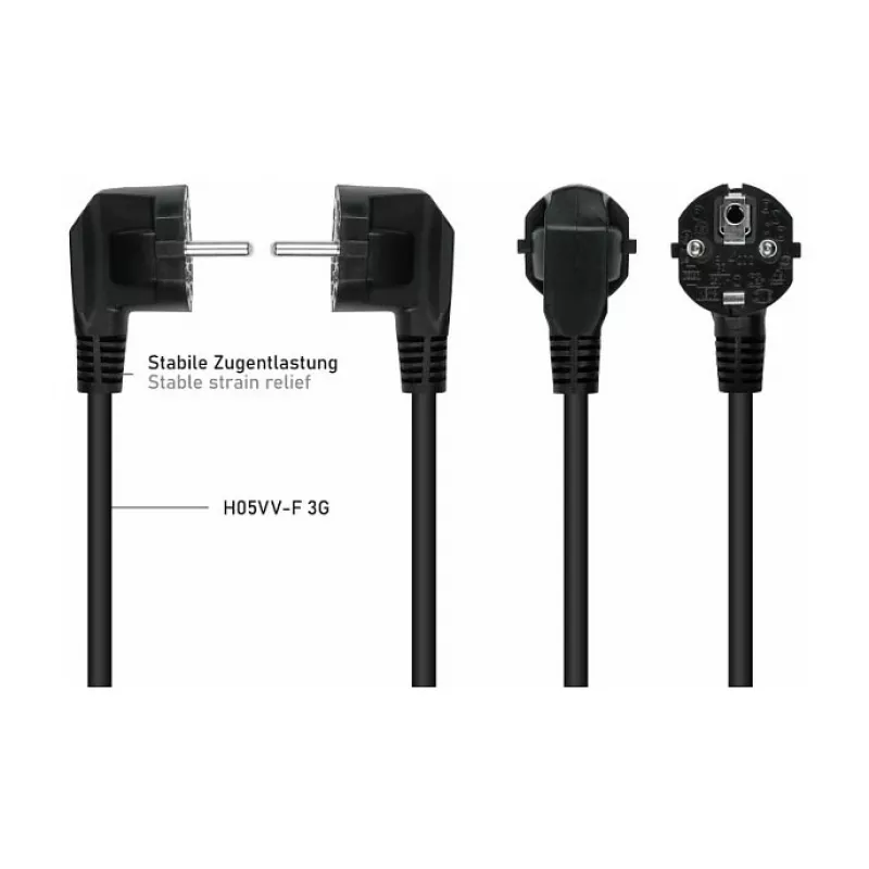 Kabelmeister Schuko-Stecker (90° gewinkelt) auf 2x IEC C13 Y-Stromverteilerkabel, 2m, Schwarz