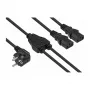 Kabelmeister Schuko-Stecker (90° gewinkelt) auf 2x IEC C13 Y-Stromverteilerkabel, 2m, Schwarz