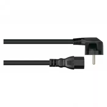 Kabelmeister Schuko-Stecker (90° abgewinkelt) auf C15-Netzkabel, Schwarz, 1m