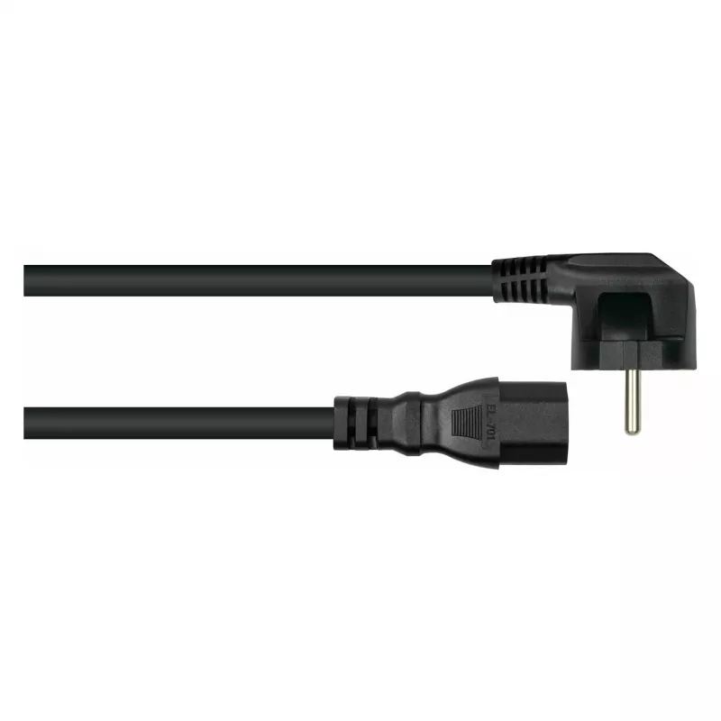 Kabelmeister Schuko-Stecker (90° abgewinkelt) auf C15-Netzkabel, Schwarz, 1m