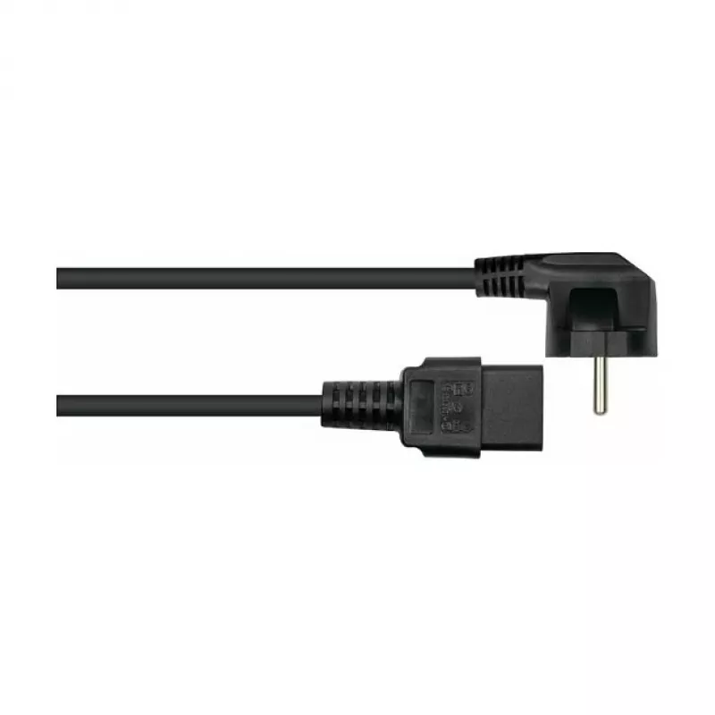 Kabelmeister Schuko-Stecker (90° abgewinkelt) auf IEC C19 Stromkabel, Schwarz, 1,8 m