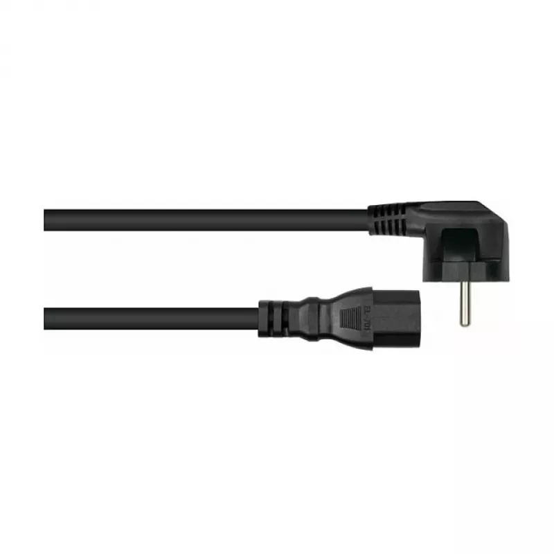 Kabelmeister Schuko-Netzkabel mit 90°-Winkelstecker auf IEC C15, Schwarz, 1,8 m