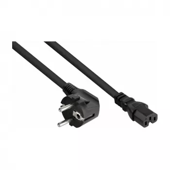 Kabelmeister Schuko-Netzkabel mit 90°-Winkelstecker auf IEC C15, Schwarz, 1,8 m