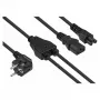 Kabelmeister Schuko Stromverteilerkabel, 90° gewinkelter Stecker auf C13 + C5, Schwarz, 2m
