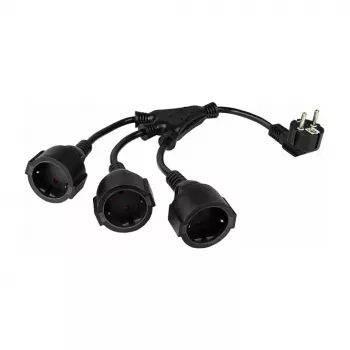 Kabelmeister SK0103-S002 3-fach Schuko Steckdosenleiste, 90° Winkelstecker, 0,2 m Kabel, Schwarz