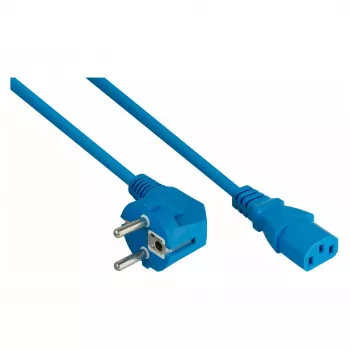 KABELMEISTER SK0130-B050 Winkel-Schuko auf C13 Stromkabel, Blau, 5m