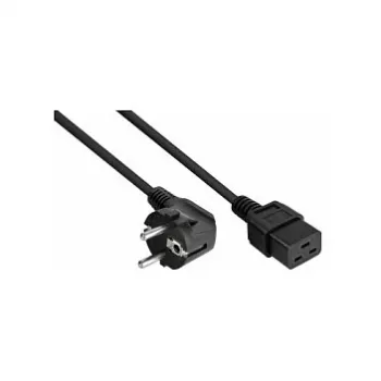 Kabelmeister SK0190-S050 Schuko-Netzkabel, 90° gewinkelt CEE 7/7 auf C19, 5 m, Schwarz