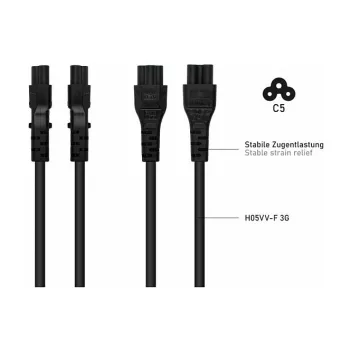 Kabelmeister SK6505-S018 Netzkabel - Italienischer Typ I Stecker auf IEC C5, Schwarz, 1,8m