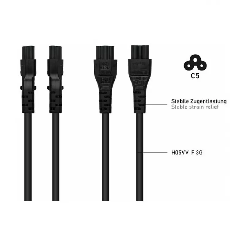 Kabelmeister SK6505-S018 Netzkabel - Italienischer Typ I Stecker auf IEC C5, Schwarz, 1,8m