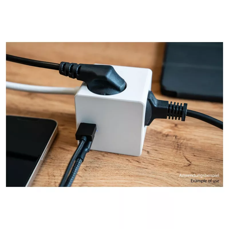 kabelmeister Steckdosenwürfel 3 Steckdosen mit USB-C und USB-A, Weiß, 2m