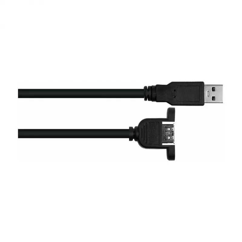 Kabelmeister USB 2.0 Verlängerungskabel, Typ-A Stecker auf Panel-Mount Typ-A Buchse, 1 m, Schwarz