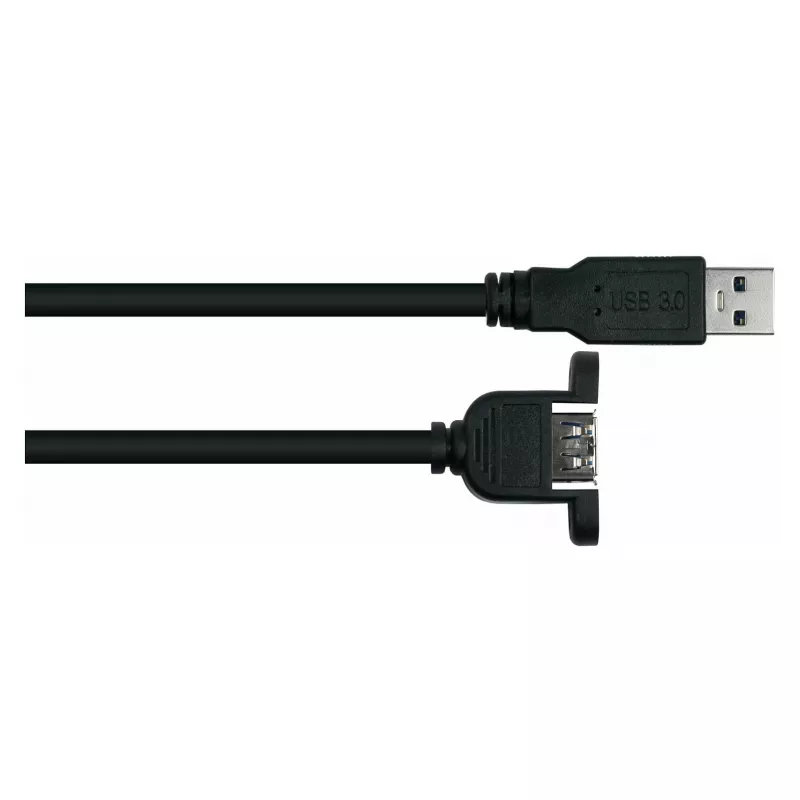 Kabelmeister USB 3.0 Panel-Mount-Verlängerungskabel – Typ-A Stecker auf Buchse, 3 m, Schwarz (UL-zertifiziert)