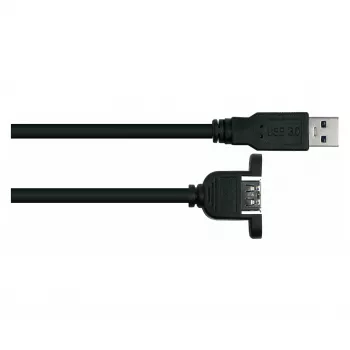 Kabelmeister USB 3.0 Panel-Mount-Verlängerungskabel, USB-A Stecker auf USB-A Buchse, 0,5 m, Schwarz, UL-zertifiziert