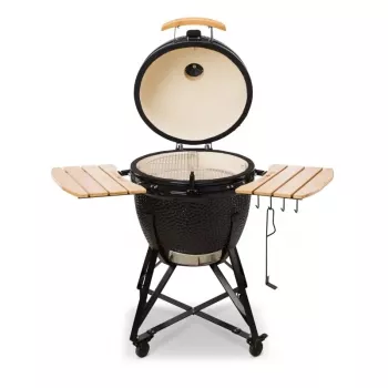 Kamado Bono Grande Keramikgrill 23″ Holzkohle-BBQ mit Wagen, Schwarz