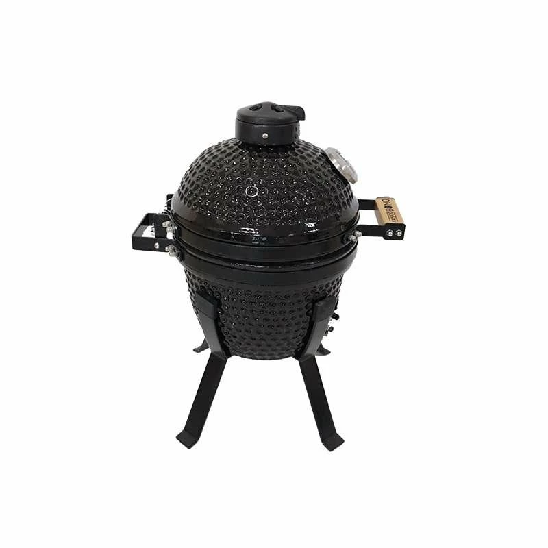Kamado Bono Picnic Keramikgrill 13 inch Kamado Holzkohlegrill mit Wagen, Holzkohle, Schwarz