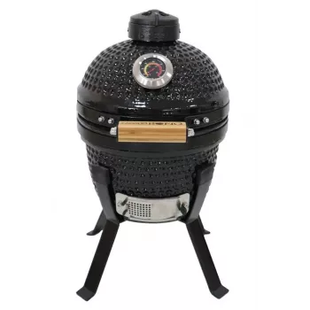 Kamado Bono Picnic Keramikgrill 13 inch Kamado Holzkohlegrill mit Wagen, Holzkohle, Schwarz