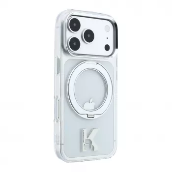 Karl Lagerfeld IML Ring Stand 360 Kameo Metal MagSafe Hülle für iPhone 18 Pro / 17 Pro - Transparent
