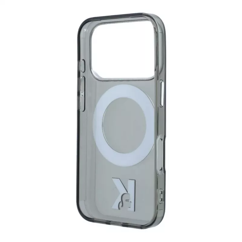 Karl Lagerfeld IML Ring Stand 360 Kameo Metal MagSafe-Hülle für iPhone 18 Pro Max / 17 Pro Max - Schwarz