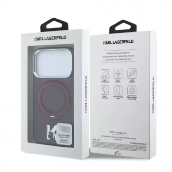 Karl Lagerfeld IML Ring Stand 360 Kameo Metal MagSafe-Hülle für iPhone 18 Pro Max / 17 Pro Max Burgundy