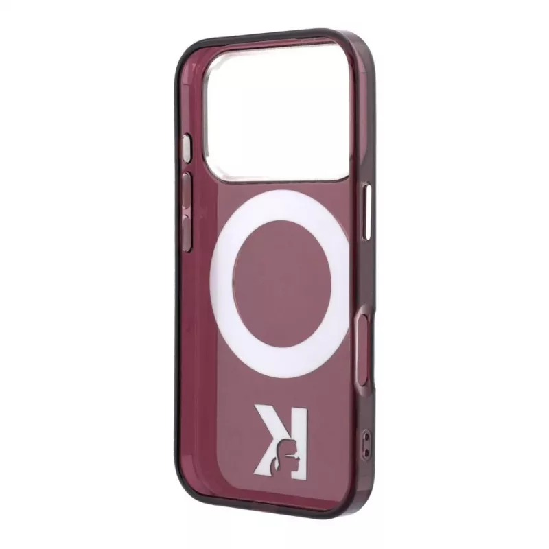 Karl Lagerfeld IML Ring Stand 360 Kameo Metal MagSafe-Hülle für iPhone 18 Pro Max / 17 Pro Max Burgundy