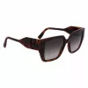 KARL LAGERFELD KL6098SN-240 Damen eckige Acetat-Sonnenbrille - Braun Havana Gestell, Brauner Verlaufsglas - 52/19/140 mm