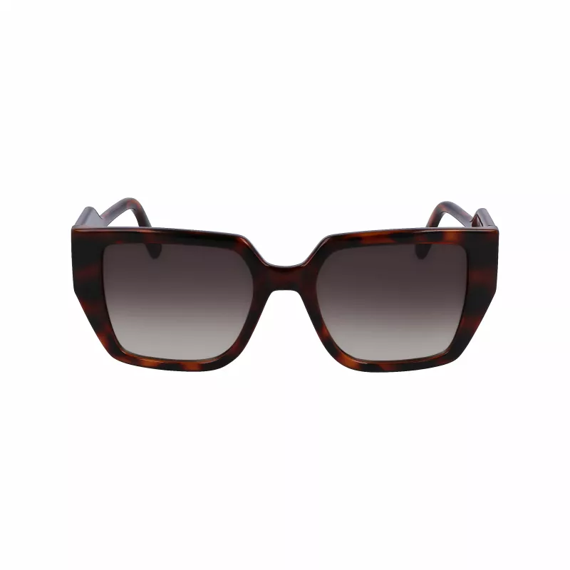 KARL LAGERFELD KL6098SN-240 Damen eckige Acetat-Sonnenbrille - Braun Havana Gestell, Brauner Verlaufsglas - 52/19/140 mm
