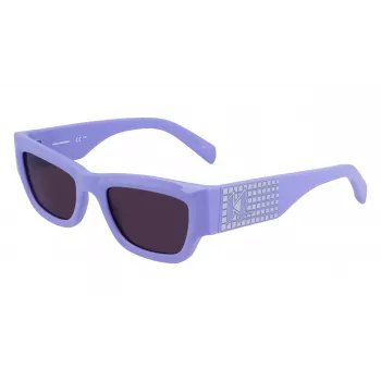 KARL LAGERFELD KL6141S522154 Damen Katzenaugen-Sonnenbrille - Schwarzer Acetatrahmen, grau verlaufende Gläser, 52 mm