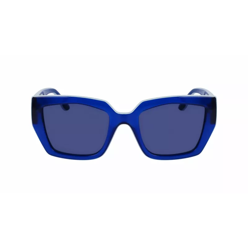 KARL LAGERFELD KL6143S-400 Damen eckige Acetat-Sonnenbrille, dunkelblauer Rahmen, graue Gradienten-Gläser, 53 mm