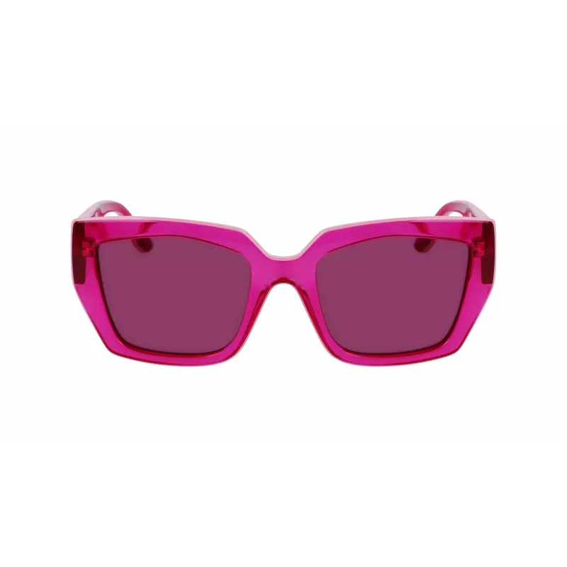 KARL LAGERFELD KL6143S-650 Damen eckige Acetat-Sonnenbrille - Red Havana, Brown Gradient Linse 53/20/145 mm