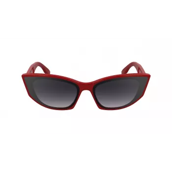 KARL LAGERFELD KL6162S-600 Damen Butterfly-Sonnenbrille - Rot/Burgunder Acetatrahmen, Verlaufsgläser Braun, 64/14/140 mm