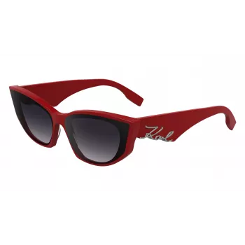 KARL LAGERFELD KL6162S-600 Damen Butterfly-Sonnenbrille - Rot/Burgunder Acetatrahmen, Verlaufsgläser Braun, 64/14/140 mm