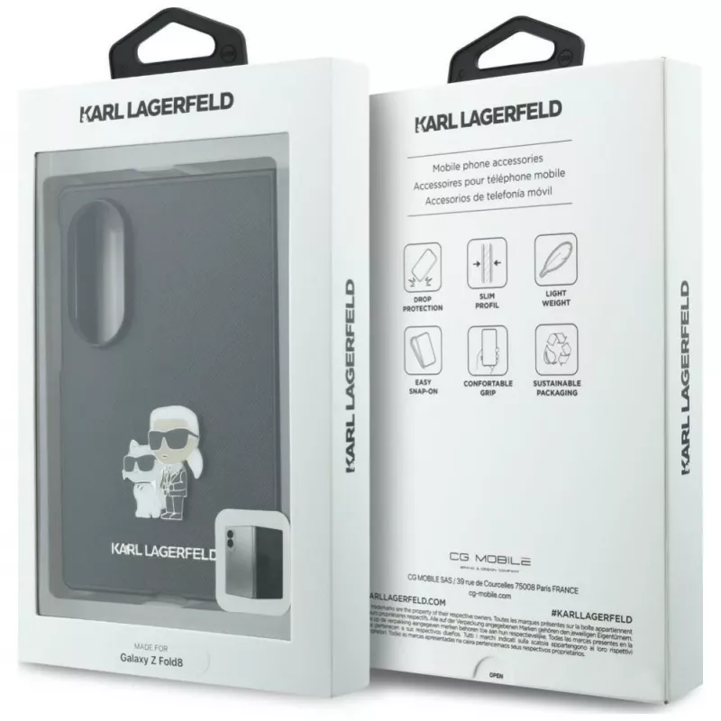 Karl Lagerfeld PU Saffiano Karl and Choupette Hülle für Samsung Galaxy Z Fold8 Schwarz