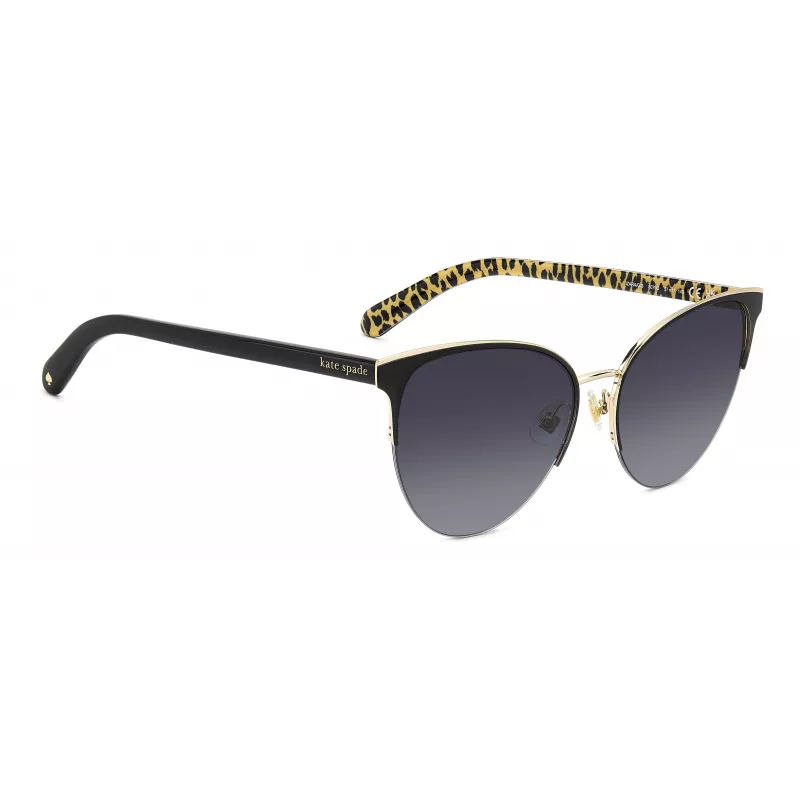 KATE SPADE Damen Izara Cat Eye Sonnenbrille IZARAGS807F79 - Schwarzer Acetatrahmen, graue Polycarbonatgläser, 57 mm