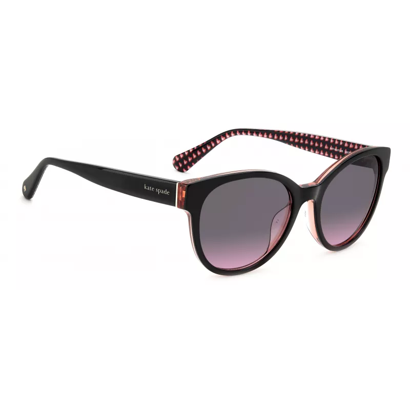KATE SPADE Damen Nathalie GS807 Sonnenbrille - Schwarzer Acetatrahmen, grau verlaufende Gläser, 55/17/140 mm