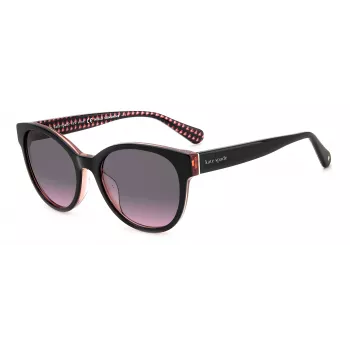 KATE SPADE Damen Nathalie GS807 Sonnenbrille - Schwarzer Acetatrahmen, grau verlaufende Gläser, 55/17/140 mm