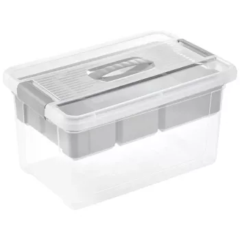 keeeper Box mit Deckel und Organizer Henri 29x41x20 cm 16 L Hellgrau/Transparent
