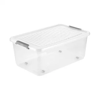 keeeper Box mit Deckel auf Rollen clipbox Leo 59x38x24cm 37L Transparent
