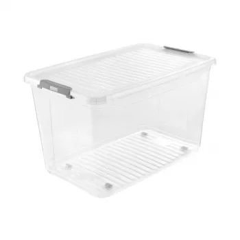 keeeper Box mit Deckel auf Rollen clipbox Leo 59x38x35,5cm 56L Transparent