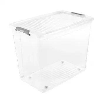 keeeper Box mit Deckel auf Rollen clipbox Leo 59x38x47cm 74L Transparent