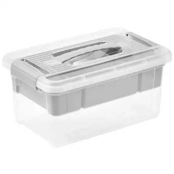 keeeper Henri Aufbewahrungsbox mit Deckel und Organizer, 5 L, Hellgrau/Transparent, 29 x 19 x 14 cm