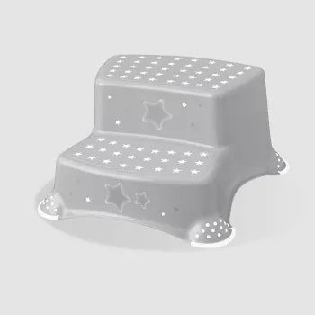 keeeper kids Igor Stars 2-Stufen-Hocker, Grau mit Sternenmuster, 120 kg Tragkraft, rutschfeste Füße 1003113019600