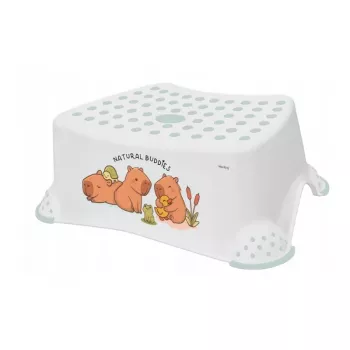 keeeper kids Tritthocker Tomek „Cute Capybara“ Weiß, 40,5 x 28,5 x 14 cm, rutschfest, 150 kg Belastung