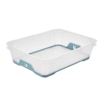 keeeper Mini-Korb A5 Jonas mit rutschfester Unterseite, Transparent/Blau, 26,5 x 20 x 7 cm