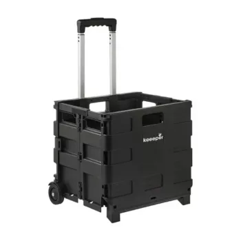 keeeper Olli Faltbarer Einkaufstrolley 45L Schwarz, Traglast 25 kg, Teleskopgriff, Aluminiumrahmen