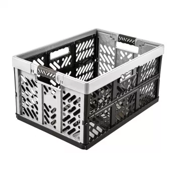 keeeper Profi Faltbox ben, 45 L, Light Silver – Traglast 50 kg, faltbar & stapelbar, platzsparende Aufbewahrungsbox mit Soft-Grip-Griffen, PP/TPE, 54 x 37 x 28 cm