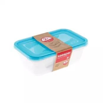keeeper Set aus 2 rechteckigen Aufbewahrungsbehältern 3,3L Fredo Fresh Transparent/Hellblau