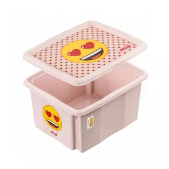 keeeper Aufbewahrungsbox mit Deckel 24L Karolina „Emoji Hearts“ 42,5x35,5x22,5 cm Pink