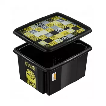 keeeper Aufbewahrungsbox mit Deckel 24L Karolina Minions Mosaic, Schwarz, 42,5 x 35,5 x 22,5 cm