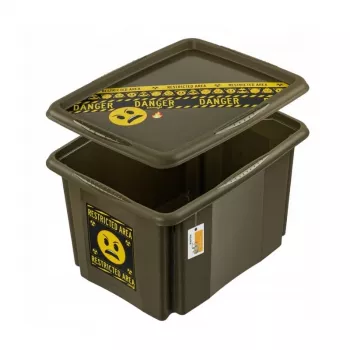keeeper Aufbewahrungsbox mit Deckel 30L Karolina „Emoji Danger“ 45x35x27cm Oliv